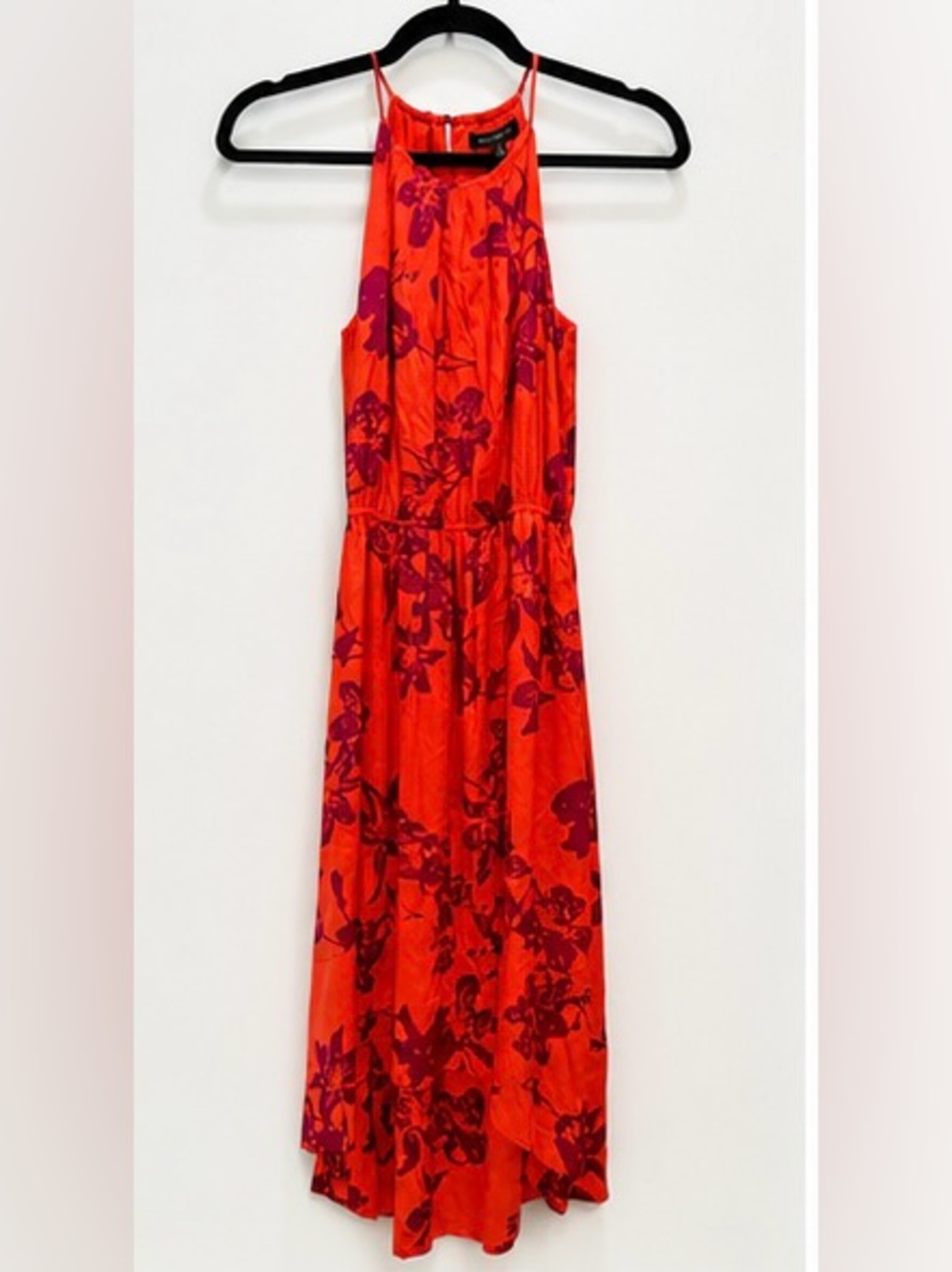 NWT Banana Republic Coral Orange Floral Halter Hi-Low Midi Dress $178 Retail! - Picture 2 of 8